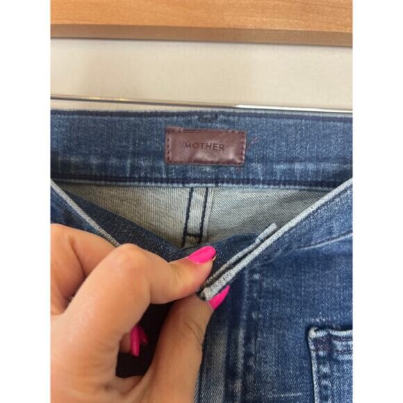 NEW Mother Hustler Patch Pocket Ankle Fray Out for the Evening Blue Jean Size:28 - Picture 4 of 8